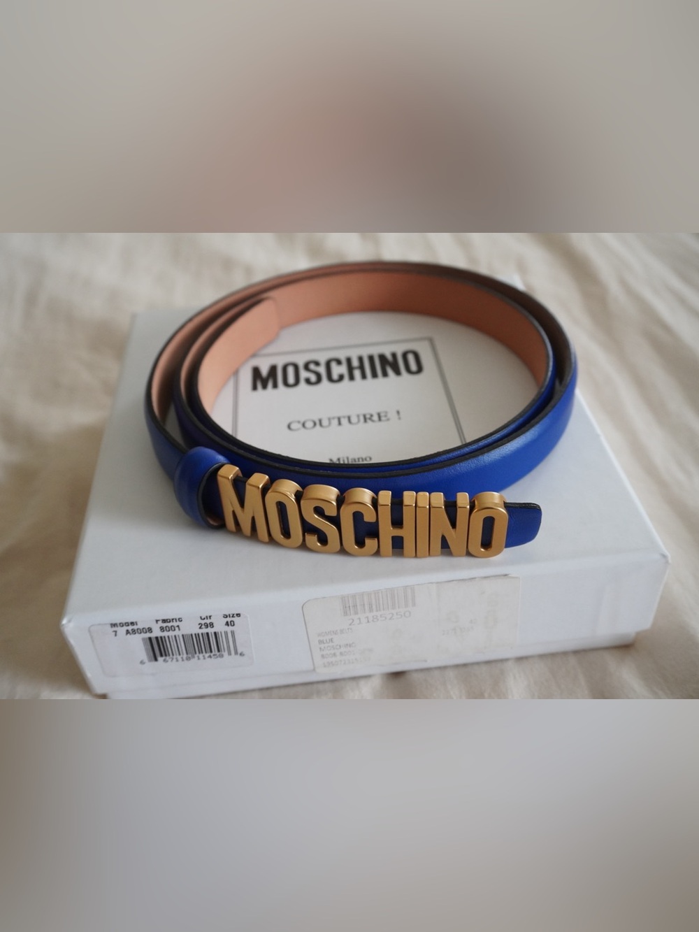 Moschino Royal Blue Leather Belt